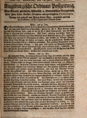 Augsburgische Ordinari Postzeitung von Staats-, gelehrten, historisch- u. ökonomischen Neuigkeiten (Augsburger Postzeitung) Mittwoch 15. Januar 1806