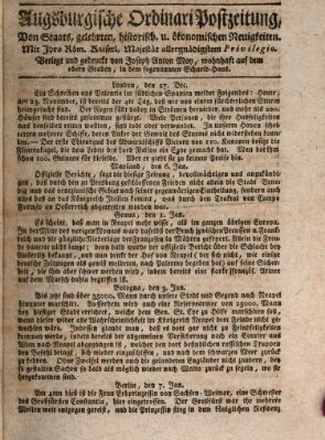 Augsburgische Ordinari Postzeitung von Staats-, gelehrten, historisch- u. ökonomischen Neuigkeiten (Augsburger Postzeitung) Freitag 17. Januar 1806