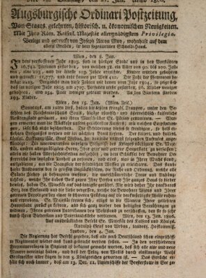 Augsburgische Ordinari Postzeitung von Staats-, gelehrten, historisch- u. ökonomischen Neuigkeiten (Augsburger Postzeitung) Dienstag 21. Januar 1806