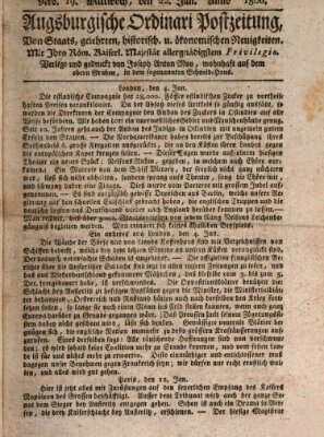 Augsburgische Ordinari Postzeitung von Staats-, gelehrten, historisch- u. ökonomischen Neuigkeiten (Augsburger Postzeitung) Mittwoch 22. Januar 1806