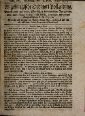 Augsburgische Ordinari Postzeitung von Staats-, gelehrten, historisch- u. ökonomischen Neuigkeiten (Augsburger Postzeitung) Samstag 15. November 1806