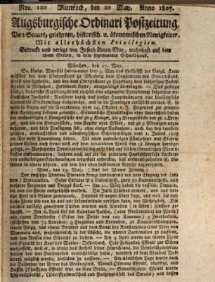 Augsburgische Ordinari Postzeitung von Staats-, gelehrten, historisch- u. ökonomischen Neuigkeiten (Augsburger Postzeitung) Mittwoch 20. Mai 1807