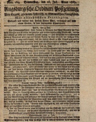 Augsburgische Ordinari Postzeitung von Staats-, gelehrten, historisch- u. ökonomischen Neuigkeiten (Augsburger Postzeitung) Donnerstag 16. Juli 1807