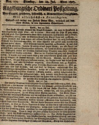 Augsburgische Ordinari Postzeitung von Staats-, gelehrten, historisch- u. ökonomischen Neuigkeiten (Augsburger Postzeitung) Dienstag 28. Juli 1807