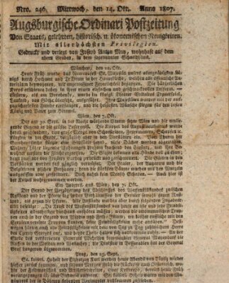 Augsburgische Ordinari Postzeitung von Staats-, gelehrten, historisch- u. ökonomischen Neuigkeiten (Augsburger Postzeitung) Mittwoch 14. Oktober 1807