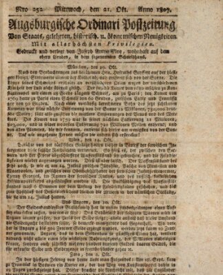 Augsburgische Ordinari Postzeitung von Staats-, gelehrten, historisch- u. ökonomischen Neuigkeiten (Augsburger Postzeitung) Mittwoch 21. Oktober 1807