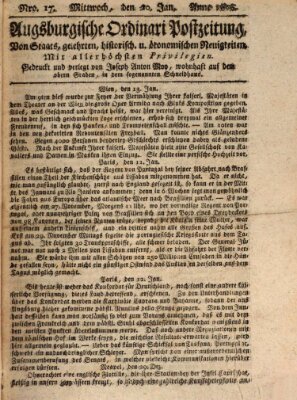 Augsburgische Ordinari Postzeitung von Staats-, gelehrten, historisch- u. ökonomischen Neuigkeiten (Augsburger Postzeitung) Mittwoch 20. Januar 1808