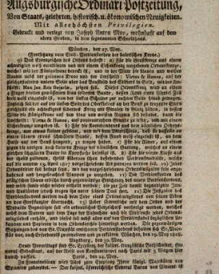 Augsburgische Ordinari Postzeitung von Staats-, gelehrten, historisch- u. ökonomischen Neuigkeiten (Augsburger Postzeitung) Dienstag 31. Mai 1808