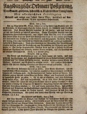 Augsburgische Ordinari Postzeitung von Staats-, gelehrten, historisch- u. ökonomischen Neuigkeiten (Augsburger Postzeitung) Freitag 10. Juni 1808