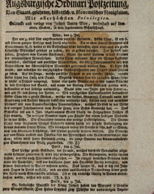 Augsburgische Ordinari Postzeitung von Staats-, gelehrten, historisch- u. ökonomischen Neuigkeiten (Augsburger Postzeitung) Samstag 16. Juli 1808