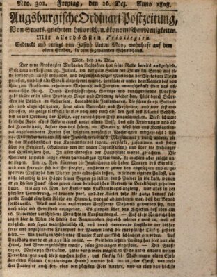 Augsburgische Ordinari Postzeitung von Staats-, gelehrten, historisch- u. ökonomischen Neuigkeiten (Augsburger Postzeitung) Freitag 16. Dezember 1808