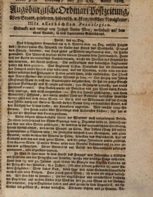 Augsburgische Ordinari Postzeitung von Staats-, gelehrten, historisch- u. ökonomischen Neuigkeiten (Augsburger Postzeitung) Freitag 30. Dezember 1808