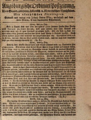 Augsburgische Ordinari Postzeitung von Staats-, gelehrten, historisch- u. ökonomischen Neuigkeiten (Augsburger Postzeitung) Samstag 31. Dezember 1808