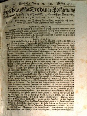 Augsburgische Ordinari Postzeitung von Staats-, gelehrten, historisch- u. ökonomischen Neuigkeiten (Augsburger Postzeitung) Samstag 2. Januar 1813