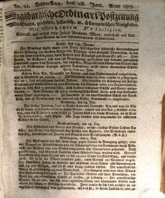 Augsburgische Ordinari Postzeitung von Staats-, gelehrten, historisch- u. ökonomischen Neuigkeiten (Augsburger Postzeitung) Donnerstag 28. Januar 1813