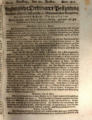 Augsburgische Ordinari Postzeitung von Staats-, gelehrten, historisch- u. ökonomischen Neuigkeiten (Augsburger Postzeitung) Samstag 20. Februar 1813