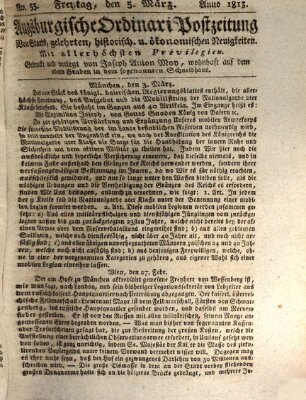 Augsburgische Ordinari Postzeitung von Staats-, gelehrten, historisch- u. ökonomischen Neuigkeiten (Augsburger Postzeitung) Freitag 5. März 1813