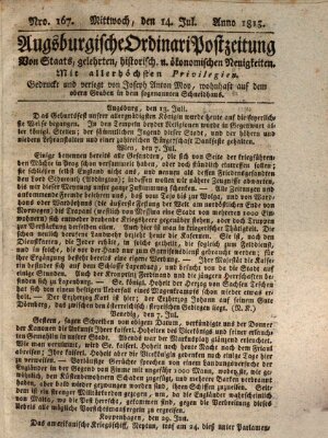 Augsburgische Ordinari Postzeitung von Staats-, gelehrten, historisch- u. ökonomischen Neuigkeiten (Augsburger Postzeitung) Mittwoch 14. Juli 1813