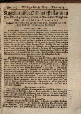 Augsburgische Ordinari Postzeitung von Staats-, gelehrten, historisch- u. ökonomischen Neuigkeiten (Augsburger Postzeitung) Montag 30. August 1813