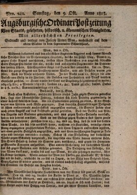 Augsburgische Ordinari Postzeitung von Staats-, gelehrten, historisch- u. ökonomischen Neuigkeiten (Augsburger Postzeitung) Samstag 9. Oktober 1813