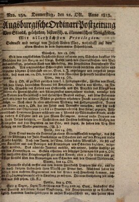 Augsburgische Ordinari Postzeitung von Staats-, gelehrten, historisch- u. ökonomischen Neuigkeiten (Augsburger Postzeitung) Donnerstag 21. Oktober 1813