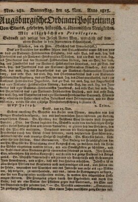 Augsburgische Ordinari Postzeitung von Staats-, gelehrten, historisch- u. ökonomischen Neuigkeiten (Augsburger Postzeitung) Donnerstag 25. November 1813