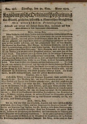 Augsburgische Ordinari Postzeitung von Staats-, gelehrten, historisch- u. ökonomischen Neuigkeiten (Augsburger Postzeitung) Dienstag 30. November 1813