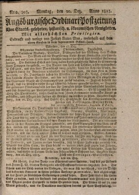 Augsburgische Ordinari Postzeitung von Staats-, gelehrten, historisch- u. ökonomischen Neuigkeiten (Augsburger Postzeitung) Montag 20. Dezember 1813