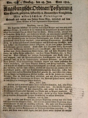 Augsburgische Ordinari Postzeitung von Staats-, gelehrten, historisch- u. ökonomischen Neuigkeiten (Augsburger Postzeitung) Dienstag 28. Juni 1814