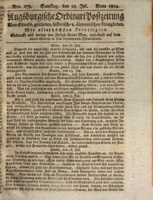 Augsburgische Ordinari Postzeitung von Staats-, gelehrten, historisch- u. ökonomischen Neuigkeiten (Augsburger Postzeitung) Samstag 23. Juli 1814