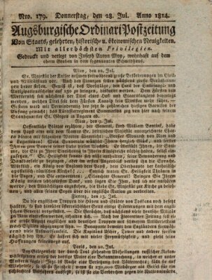 Augsburgische Ordinari Postzeitung von Staats-, gelehrten, historisch- u. ökonomischen Neuigkeiten (Augsburger Postzeitung) Donnerstag 28. Juli 1814