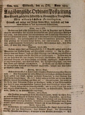 Augsburgische Ordinari Postzeitung von Staats-, gelehrten, historisch- u. ökonomischen Neuigkeiten (Augsburger Postzeitung) Mittwoch 12. Oktober 1814