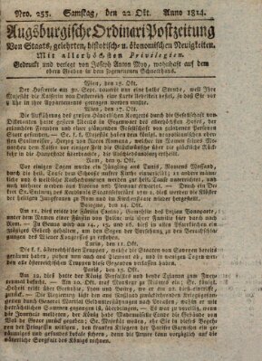 Augsburgische Ordinari Postzeitung von Staats-, gelehrten, historisch- u. ökonomischen Neuigkeiten (Augsburger Postzeitung) Samstag 22. Oktober 1814