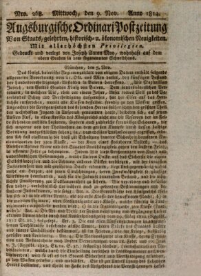 Augsburgische Ordinari Postzeitung von Staats-, gelehrten, historisch- u. ökonomischen Neuigkeiten (Augsburger Postzeitung) Mittwoch 9. November 1814