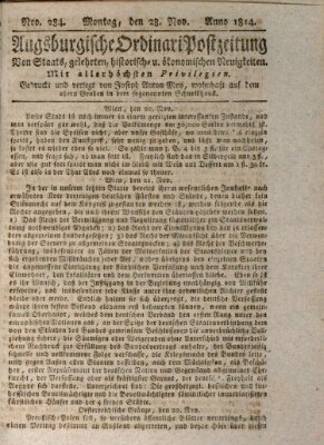 Augsburgische Ordinari Postzeitung von Staats-, gelehrten, historisch- u. ökonomischen Neuigkeiten (Augsburger Postzeitung) Montag 28. November 1814