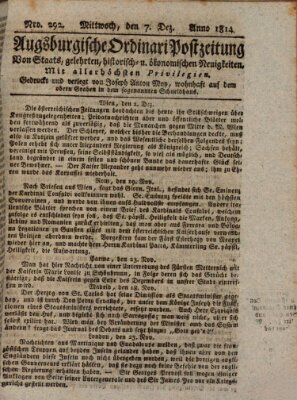 Augsburgische Ordinari Postzeitung von Staats-, gelehrten, historisch- u. ökonomischen Neuigkeiten (Augsburger Postzeitung) Mittwoch 7. Dezember 1814