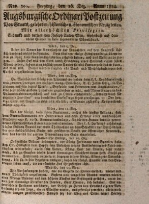 Augsburgische Ordinari Postzeitung von Staats-, gelehrten, historisch- u. ökonomischen Neuigkeiten (Augsburger Postzeitung) Freitag 16. Dezember 1814