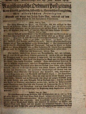 Augsburgische Ordinari Postzeitung von Staats-, gelehrten, historisch- u. ökonomischen Neuigkeiten (Augsburger Postzeitung) Donnerstag 29. Juni 1815