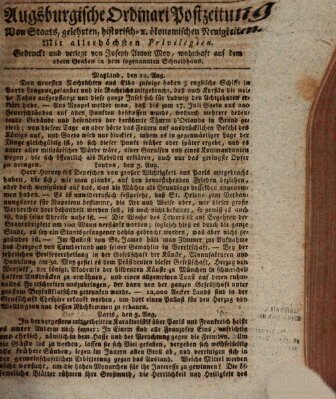 Augsburgische Ordinari Postzeitung von Staats-, gelehrten, historisch- u. ökonomischen Neuigkeiten (Augsburger Postzeitung) Samstag 19. August 1815