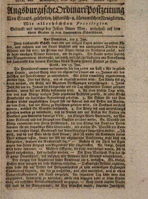 Augsburgische Ordinari Postzeitung von Staats-, gelehrten, historisch- u. ökonomischen Neuigkeiten (Augsburger Postzeitung) Dienstag 23. Januar 1816