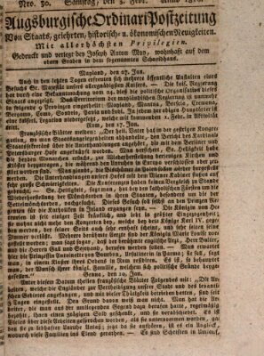 Augsburgische Ordinari Postzeitung von Staats-, gelehrten, historisch- u. ökonomischen Neuigkeiten (Augsburger Postzeitung) Samstag 3. Februar 1816