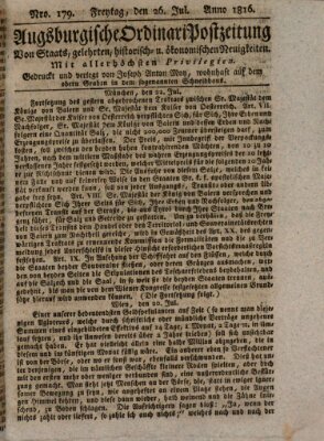 Augsburgische Ordinari Postzeitung von Staats-, gelehrten, historisch- u. ökonomischen Neuigkeiten (Augsburger Postzeitung) Freitag 26. Juli 1816