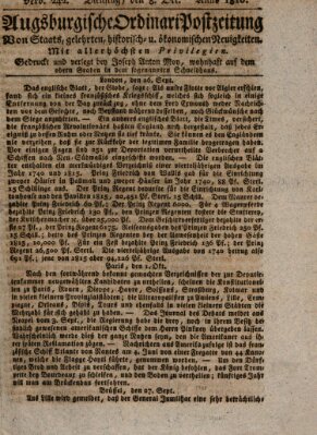 Augsburgische Ordinari Postzeitung von Staats-, gelehrten, historisch- u. ökonomischen Neuigkeiten (Augsburger Postzeitung) Dienstag 8. Oktober 1816