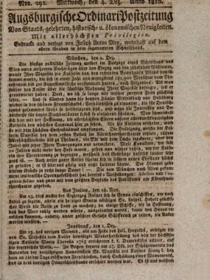 Augsburgische Ordinari Postzeitung von Staats-, gelehrten, historisch- u. ökonomischen Neuigkeiten (Augsburger Postzeitung) Mittwoch 4. Dezember 1816