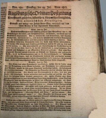 Augsburgische Ordinari Postzeitung von Staats-, gelehrten, historisch- u. ökonomischen Neuigkeiten (Augsburger Postzeitung) Dienstag 29. Juli 1817