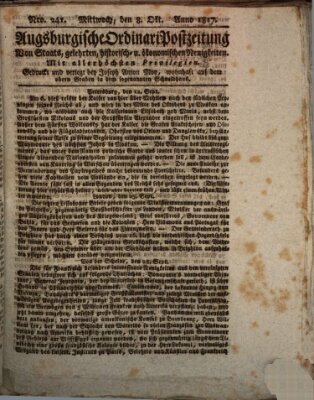 Augsburgische Ordinari Postzeitung von Staats-, gelehrten, historisch- u. ökonomischen Neuigkeiten (Augsburger Postzeitung) Mittwoch 8. Oktober 1817