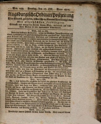 Augsburgische Ordinari Postzeitung von Staats-, gelehrten, historisch- u. ökonomischen Neuigkeiten (Augsburger Postzeitung) Freitag 17. Oktober 1817