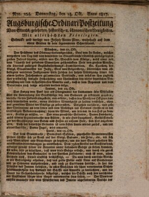 Augsburgische Ordinari Postzeitung von Staats-, gelehrten, historisch- u. ökonomischen Neuigkeiten (Augsburger Postzeitung) Donnerstag 23. Oktober 1817