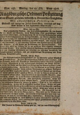 Augsburgische Ordinari Postzeitung von Staats-, gelehrten, historisch- u. ökonomischen Neuigkeiten (Augsburger Postzeitung) Montag 27. Oktober 1817