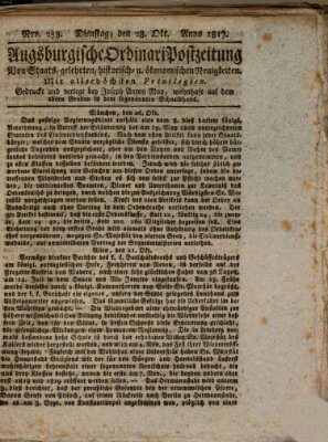 Augsburgische Ordinari Postzeitung von Staats-, gelehrten, historisch- u. ökonomischen Neuigkeiten (Augsburger Postzeitung) Dienstag 28. Oktober 1817